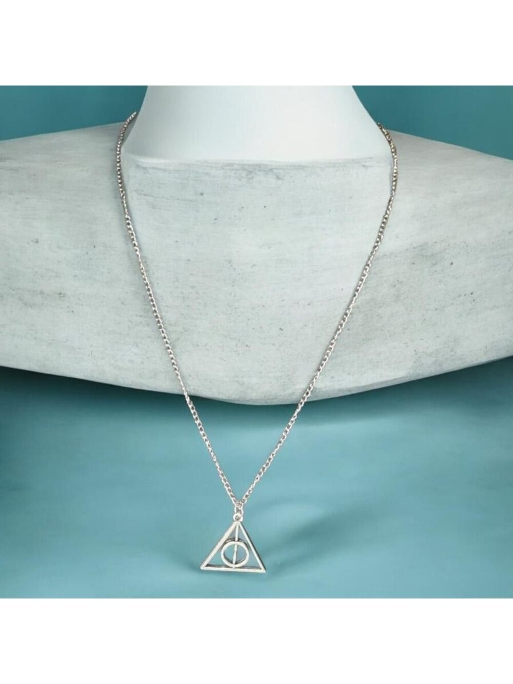 Deathly Hallows Pendant Necklace With Silver-Tone Chain Inspired By Iconic Symbo